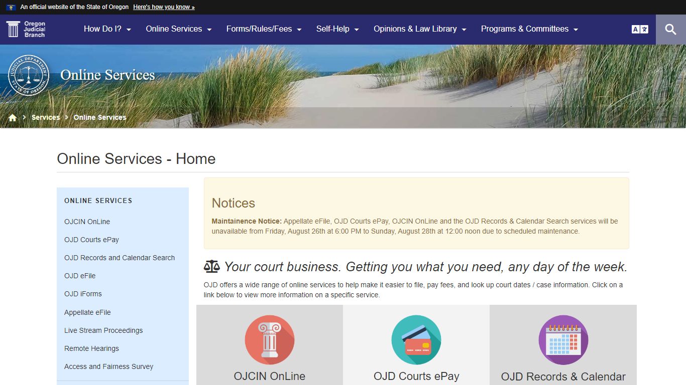 Online Services - Home - Oregon Judicial Department